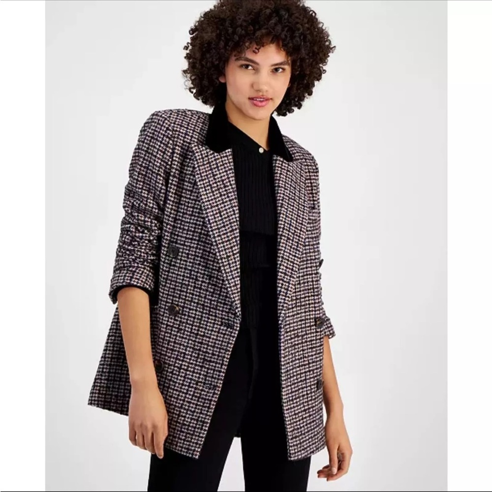 NWOT Anthropologie Avec Les Filles Wool Houndstooth Double Breasted Blazer XL
